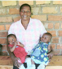 Sister Gaudencia with first twins born in Ang'iya